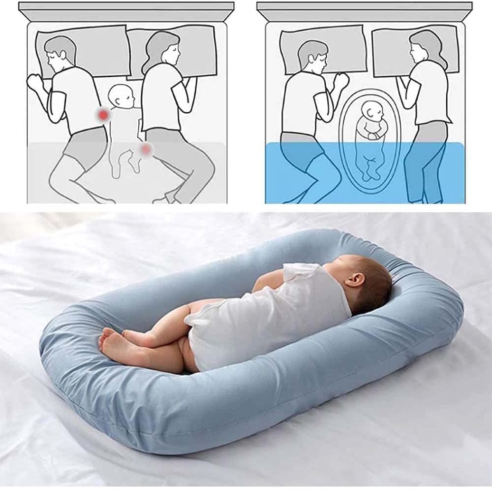 Baby Lounger Kussen | Zacht Katoen Ademend Baby Nest Slaapplek voor Pasgeboren 0-24 Maanden