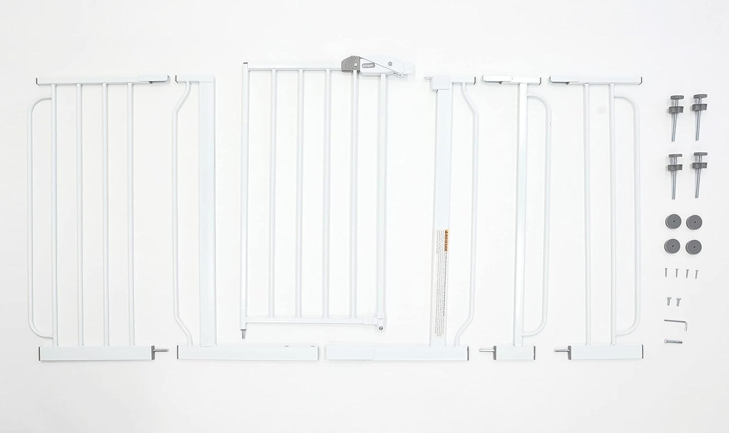 Witte 56-Inch Extra Brede Loophek Baby Hek | 4-Inch, 8-Inch en 12-Inch Verlenging, 8-Delige Set - 4 Drukmontages en 4 Muur Cups met Montagekit