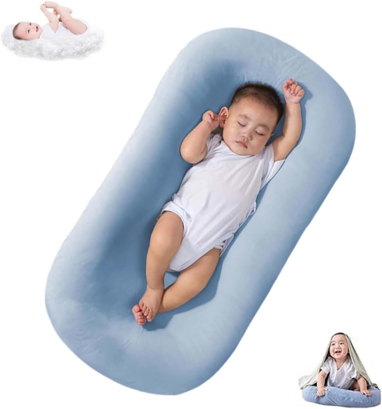 Baby Lounger Kussen | Zacht Katoen Ademend Baby Nest Slaapplek voor Pasgeboren 0-24 Maanden
