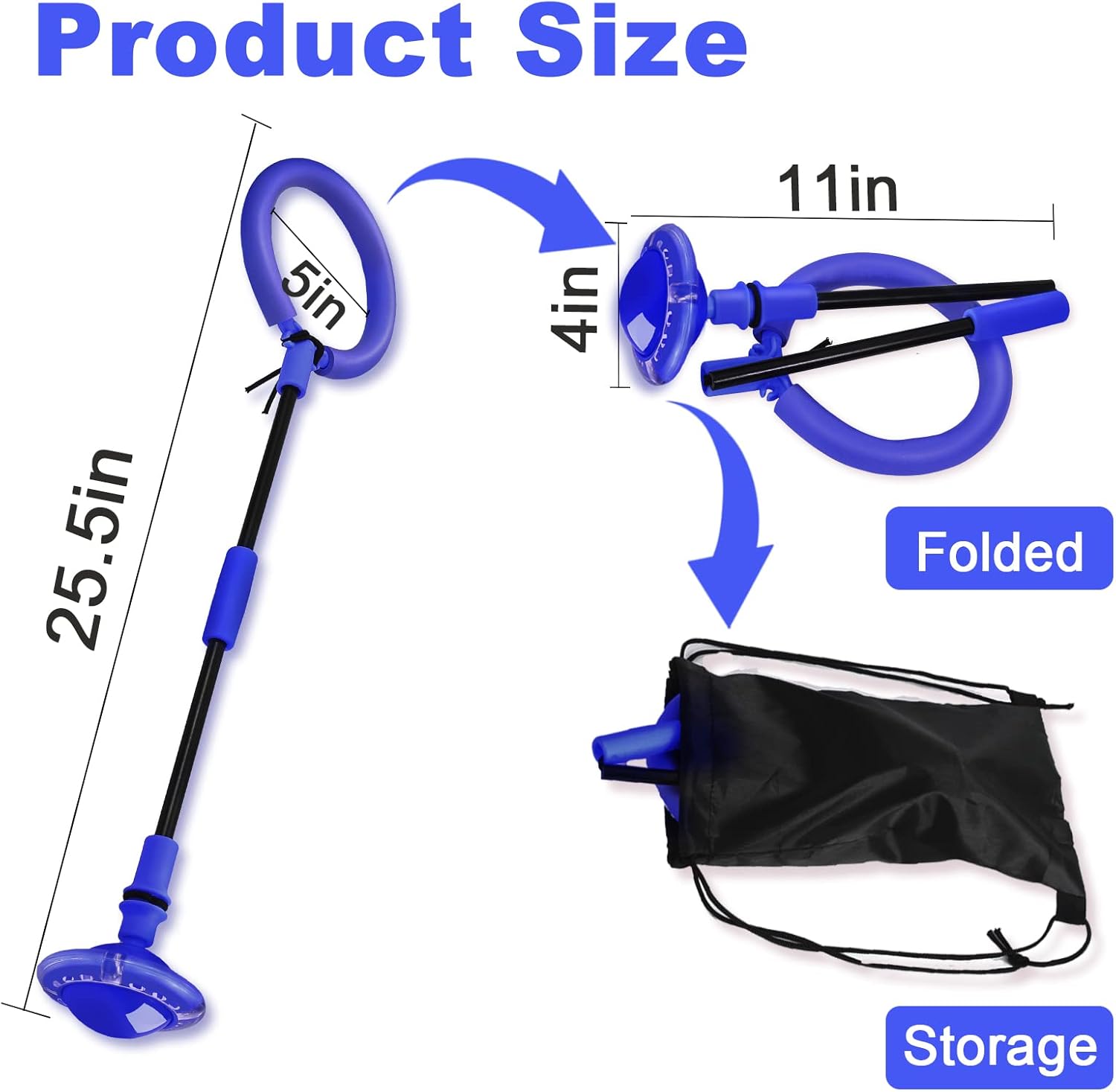 Springbal met lichtwiel | Opvouwbare kleurrijke fitnessbal voor kinderen & volwassenen