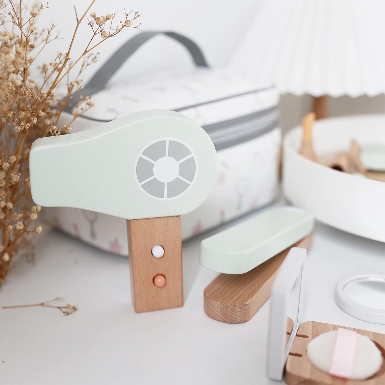 Houten Make-up Speelset | 16-delige Fantasiesalon Kit | Cadeau voor Meisjes 3+ Jaar