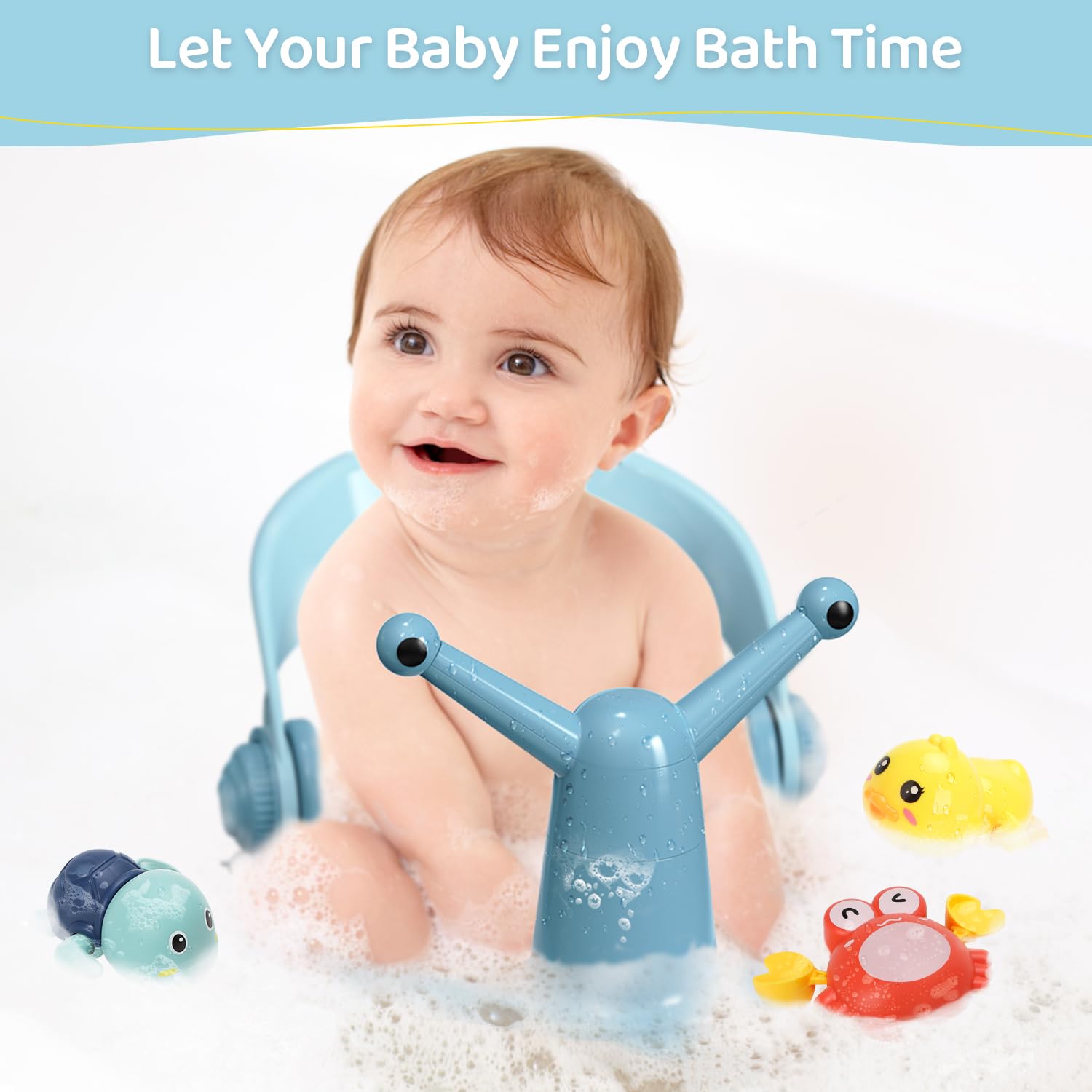 Baby Badstoeltje 6-12 Maanden Opvouwbaar badstoeltje met 3 gratis badspeeltjes en 4 veiligheidszuignappen | Comfortabele badervaring in grijze kleur