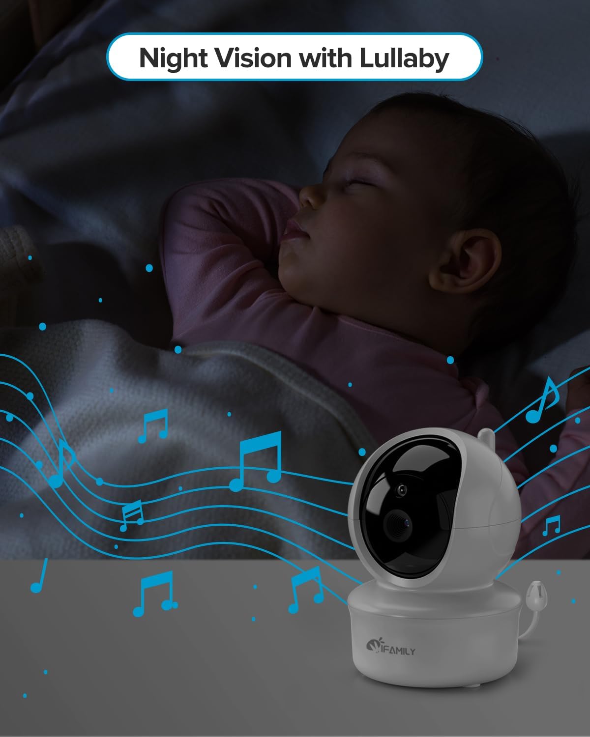 iFamily Babyfoon met 5” Scherm 30 uur batterijduur, pan-tilt-zoom, nachtzicht en tweezijdige audio | 960ft bereik voor duidelijke beelden van je baby