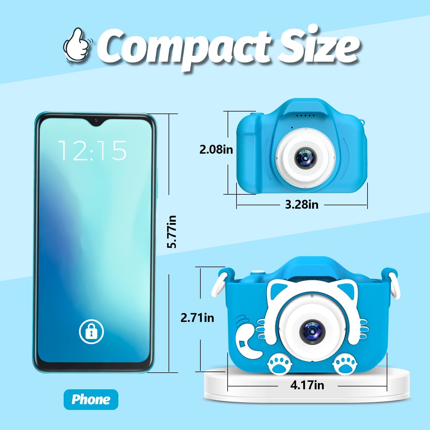Kindercamera digitaal | Cartoon videocamera met zachte hoes & 32G SD-kaart inbegrepen