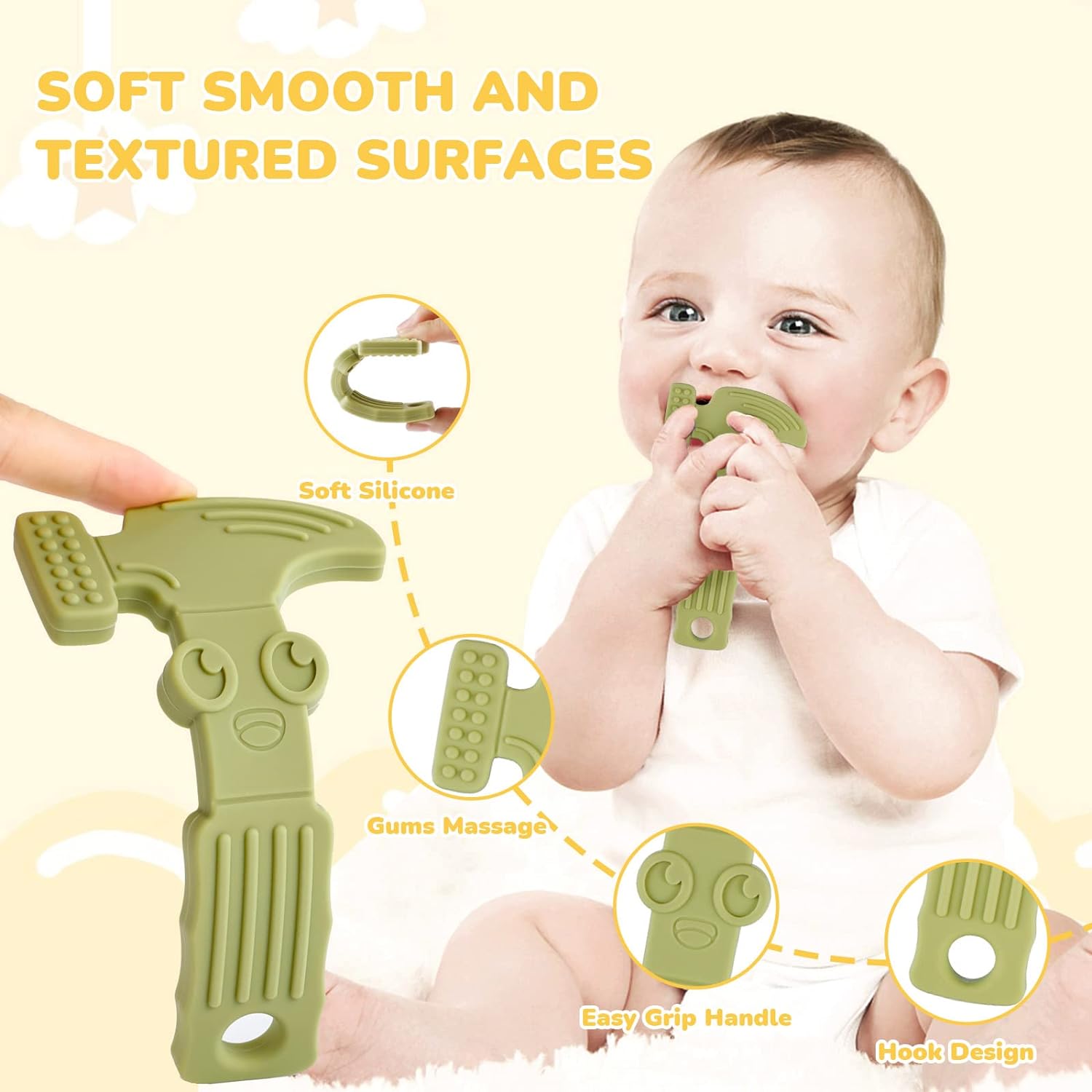 Baby Bijtring Speelgoed | BPA-Vrij Siliconen | Zachte Textuur & Makkelijk Schoon te Maken | 4 Stuks Baby Bijtringen