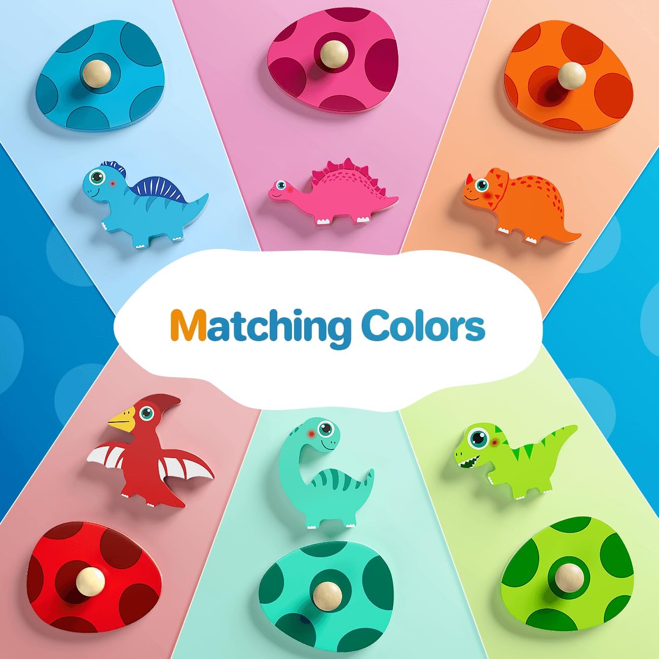 Dino Match Eieren Puzzel | Montessori Houten Puzzels voor Peuters van 1-3 Jaar
