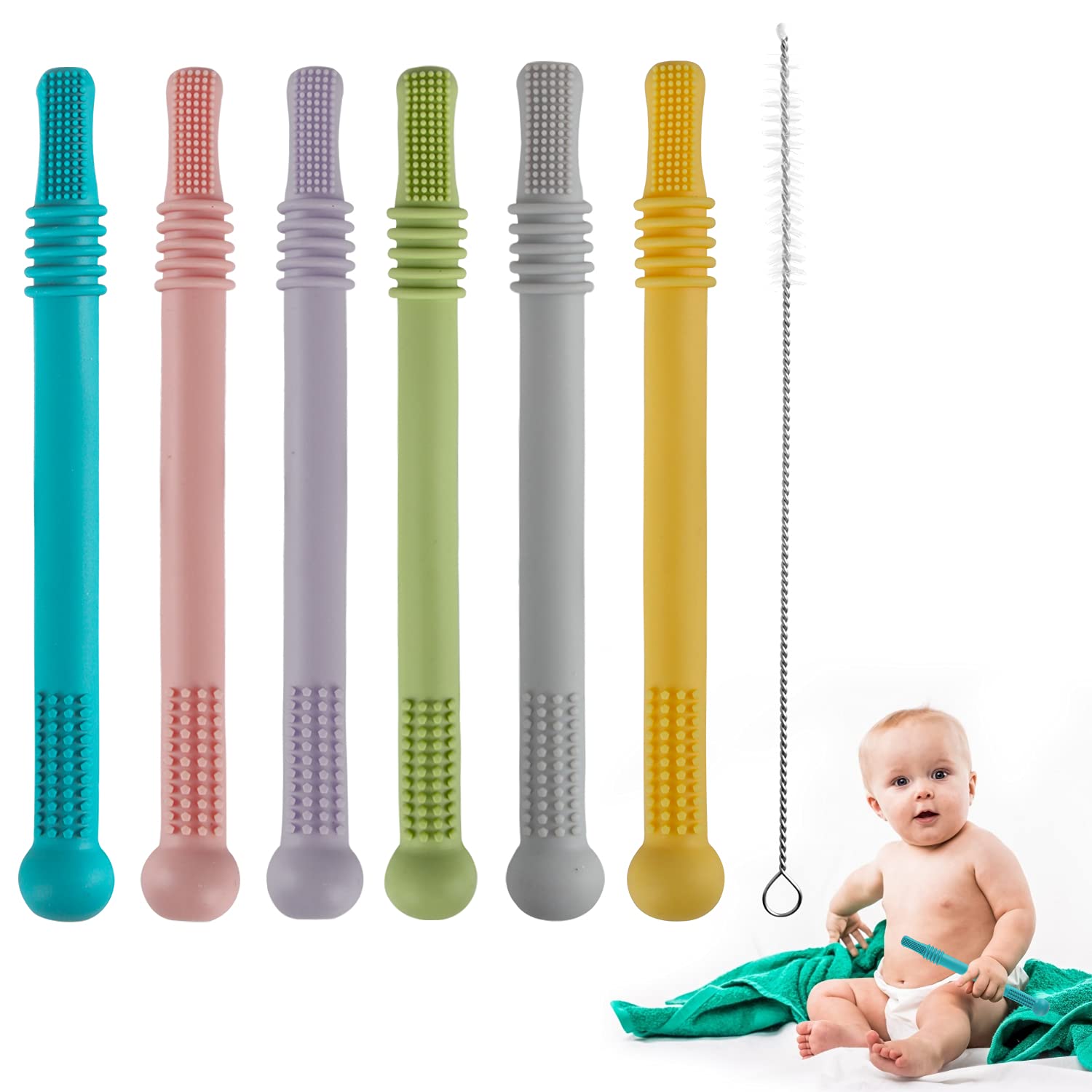 Holle Bijtspeelgoedset voor Baby's 6 siliconen bijtringen (3-12 maanden), BPA-vrij, geschikt voor vriezer en vaatwasser | Veilig, duurzaam en eenvoudig schoon te maken