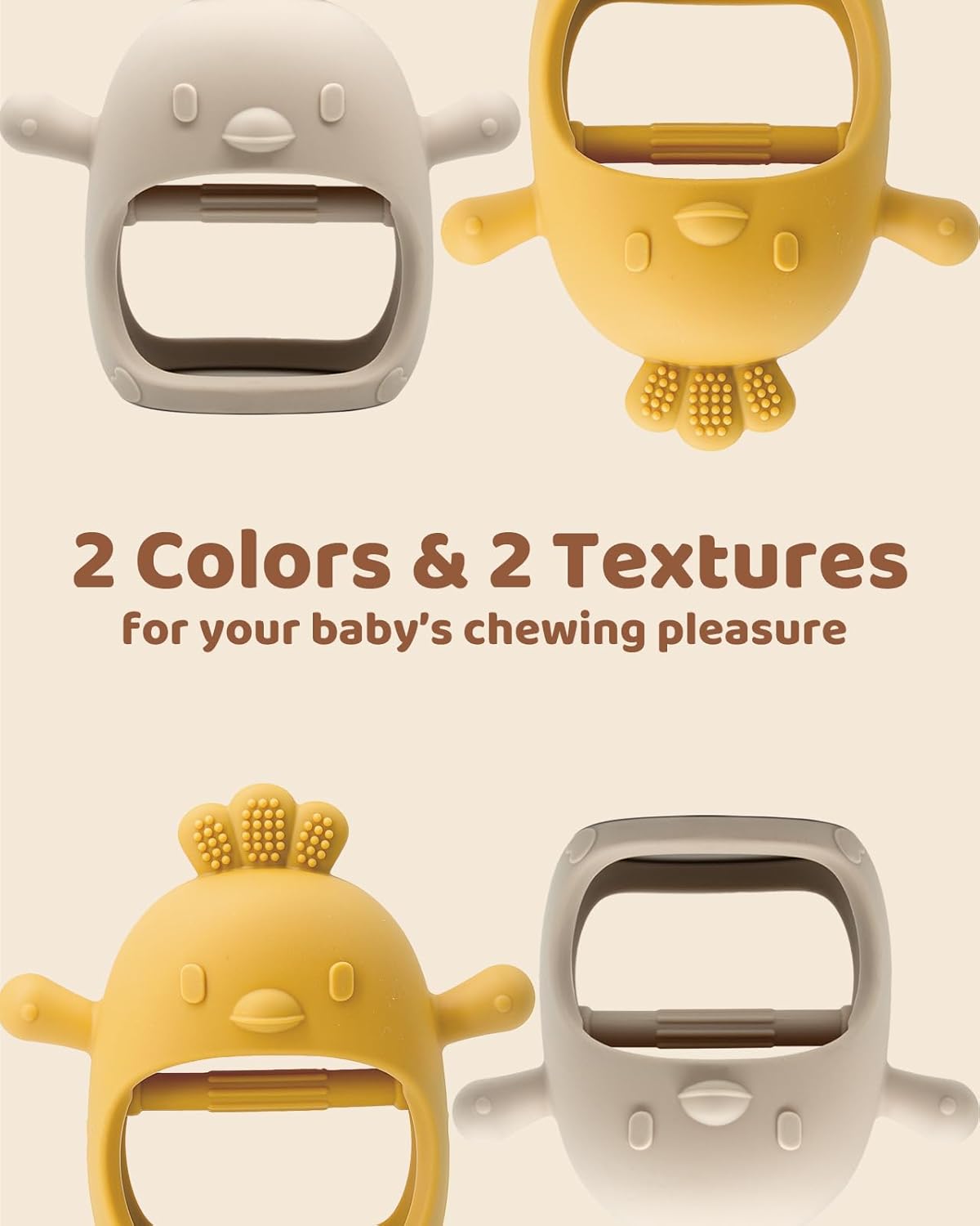 2 Packs Baby Bijtspeelgoed | BPA Vrij Siliconen Bijtspeelgoed voor Baby's 0 tot 12 Maanden