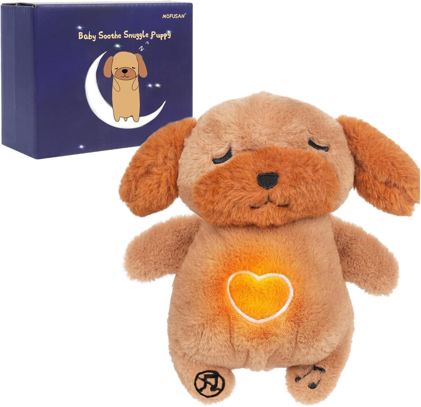 Soothe Snuggle Hond Knuffel | Ademend Pluche Dier Voor Angst Verlichting | Met Realistische Beweging & Licht Muziek | Kinderen en Volwassenen