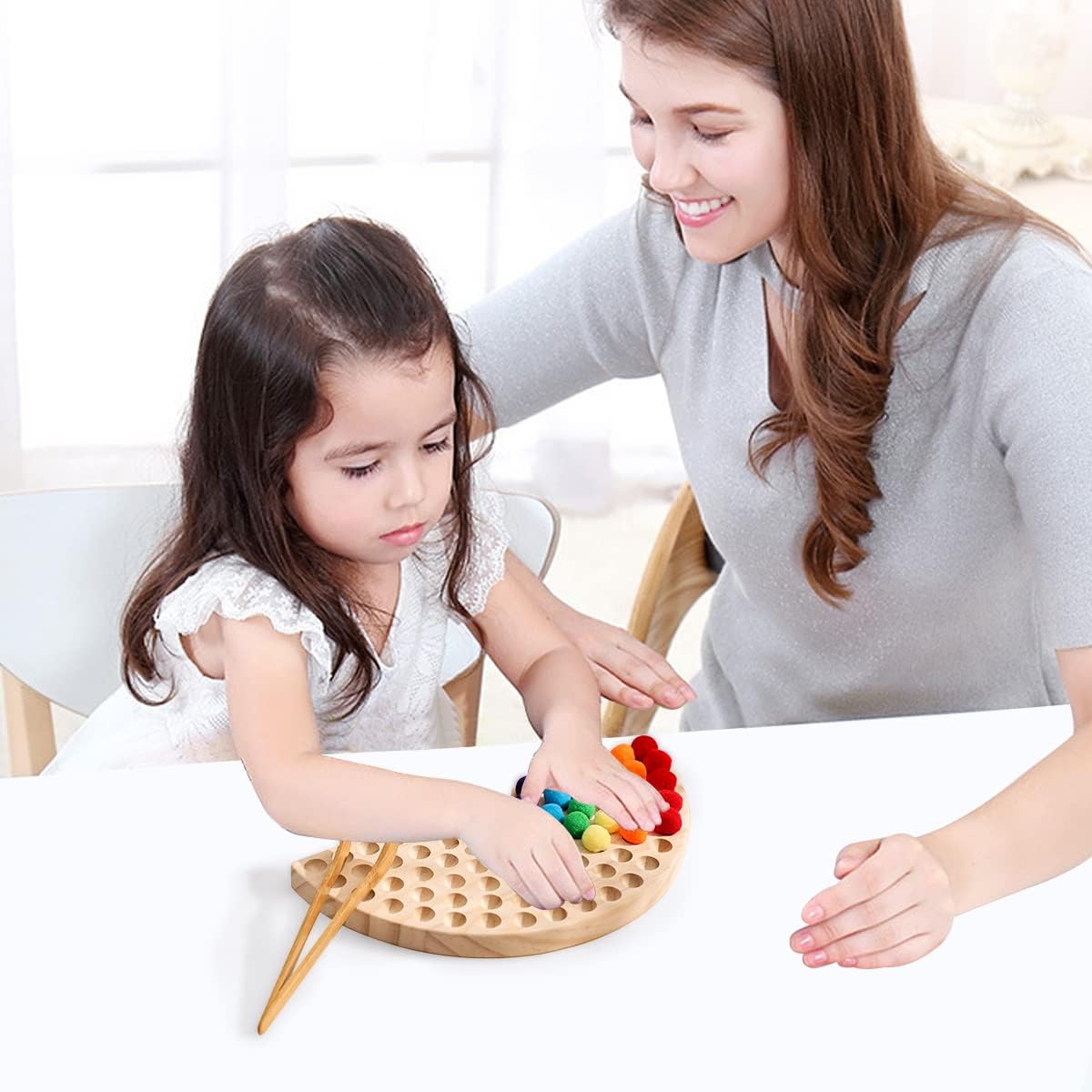 Houten Peg Board Kralenspel – Montessori Educatief Speelgoed | Kleuren & Tellen