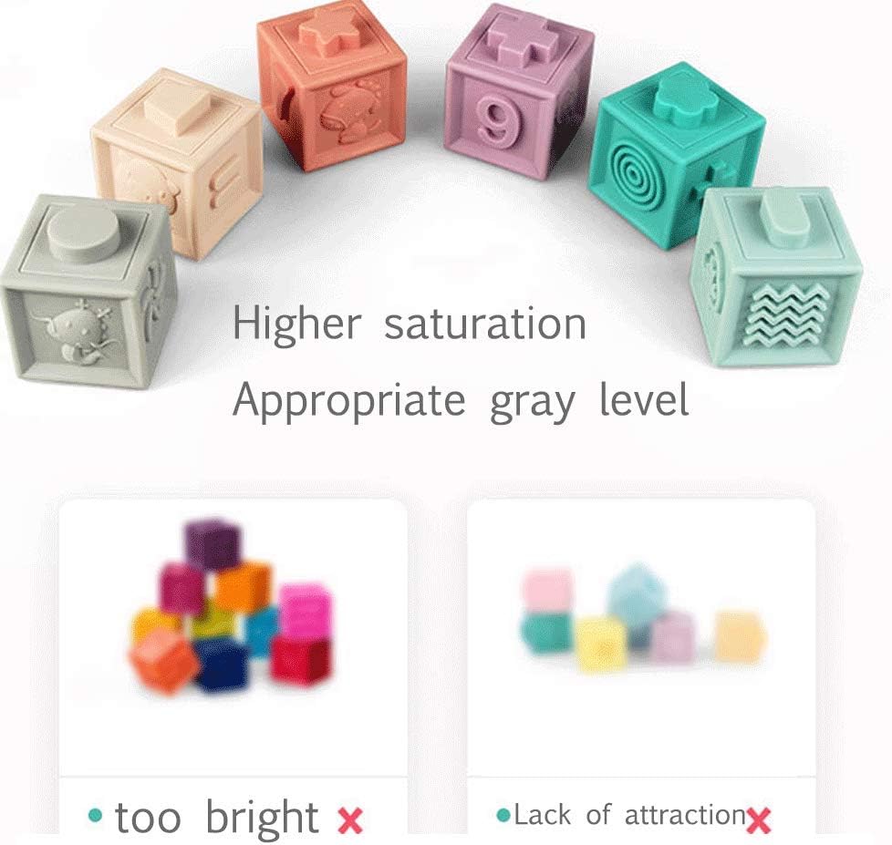 Zachte Sensorische Stapelblokken | Montessori Bad Speelgoed | Vroeg Leren 6-36 Maanden