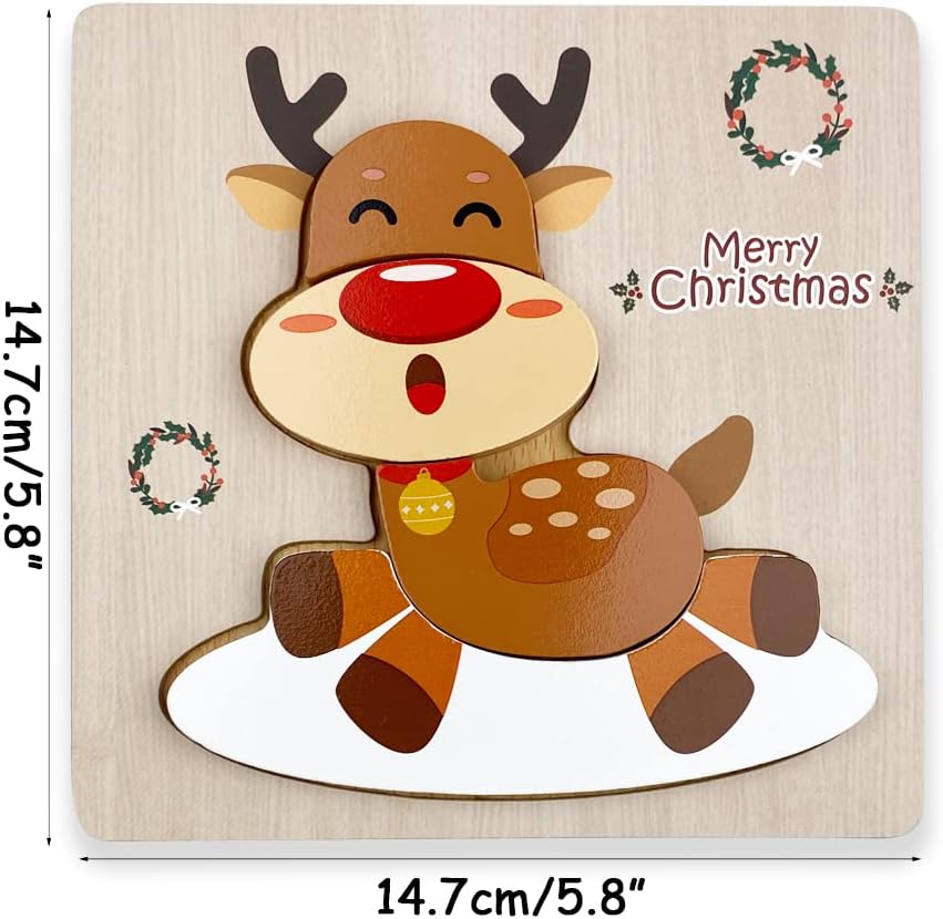 Kerst houten puzzel set | 4 stuks peuter speelgoed