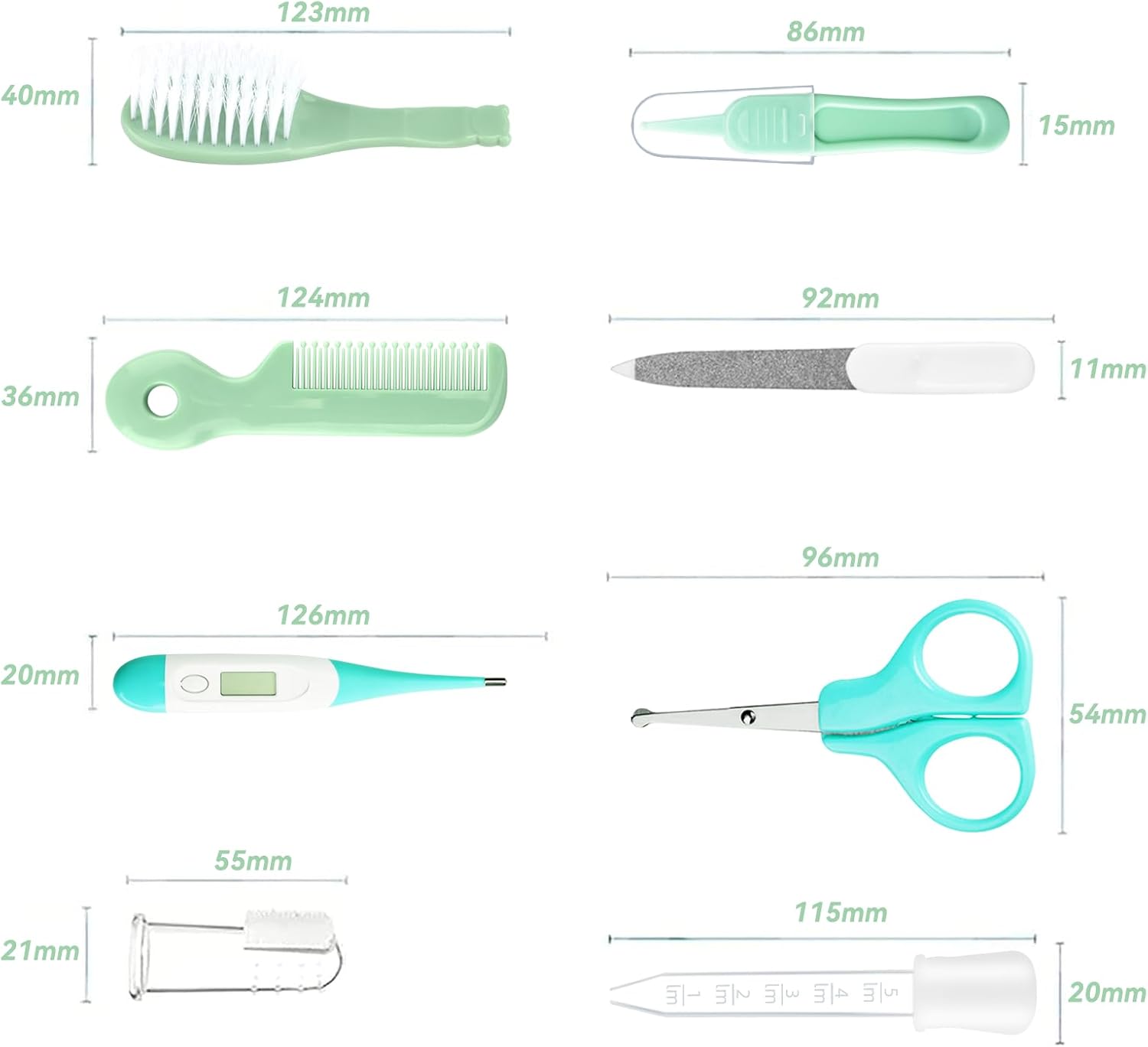 Baby Verzorgingsset voor Veiligheid | Borstel, Kam, Nagelknipper, Neusaspirator Essentiële Verzorgingskit voor Pasgeborenen