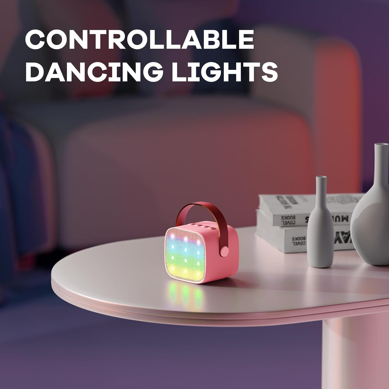 Mini karaoke machine | Bluetooth speaker met 2 draadloze microfoons