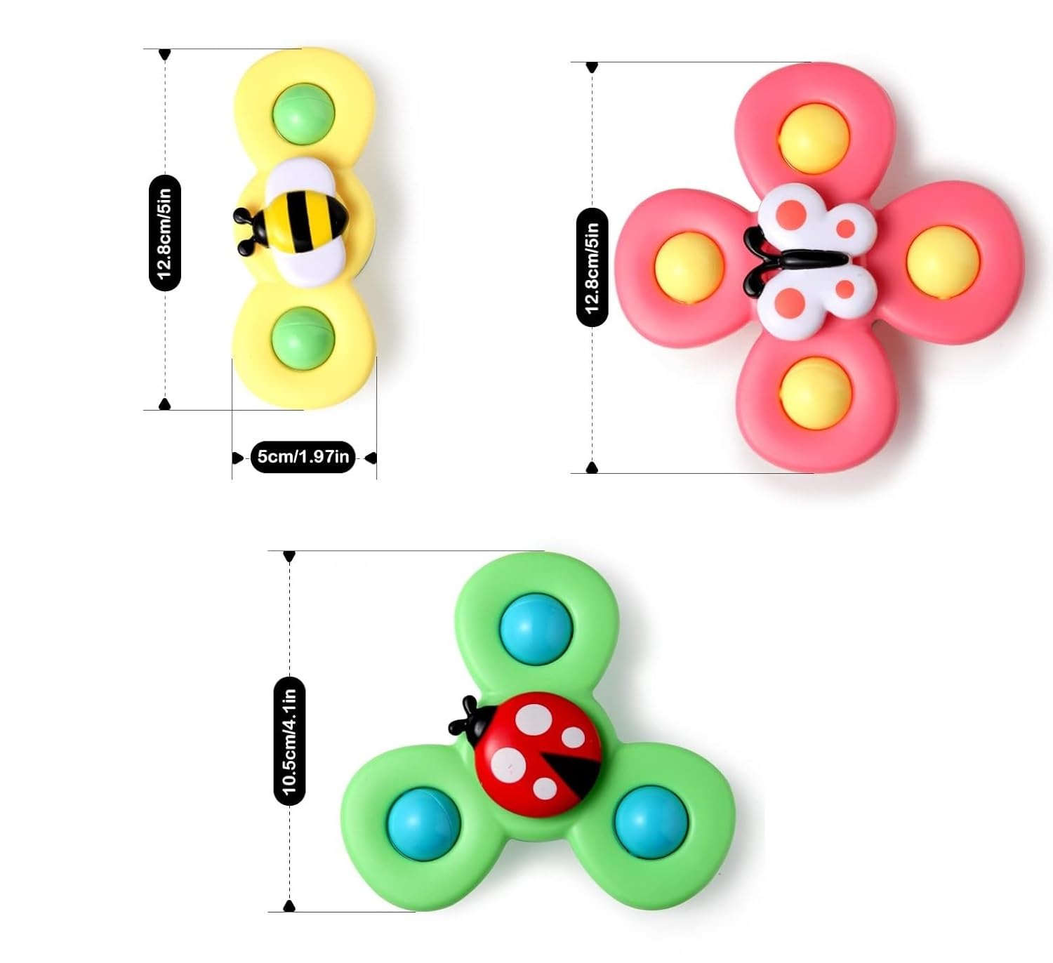 3-delige Baby Bath Spinner Toy | Draaibare Zuignap Spinning Top | Sensorisch Speelgoed