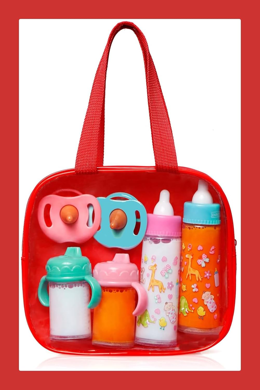 Poppenaccessoire set | Luiertas met 6 accessoires & magische fles voor poppenverzorging