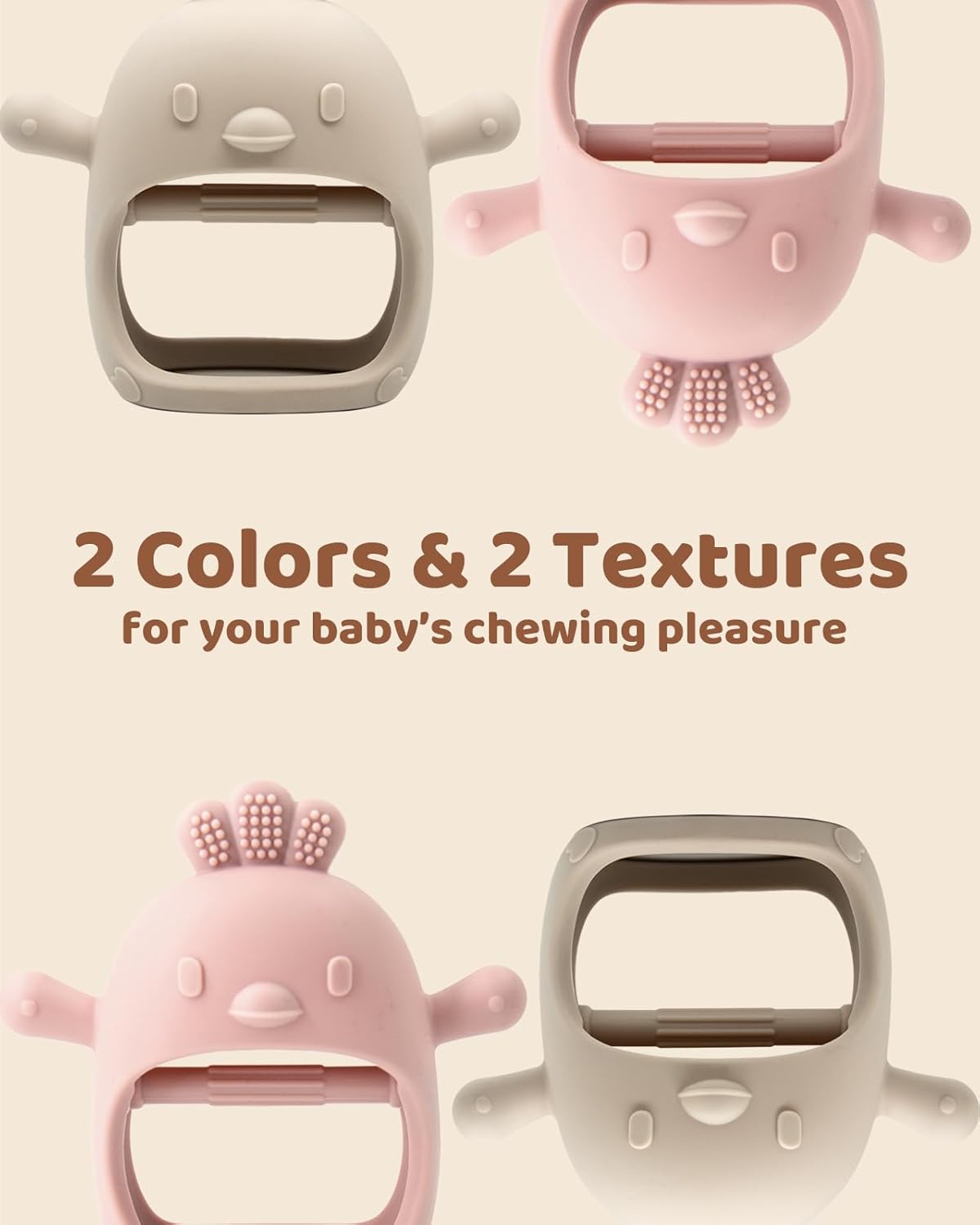 2 Packs Baby Bijtspeelgoed | BPA Vrij Siliconen Bijtspeelgoed voor Baby's 0 tot 12 Maanden
