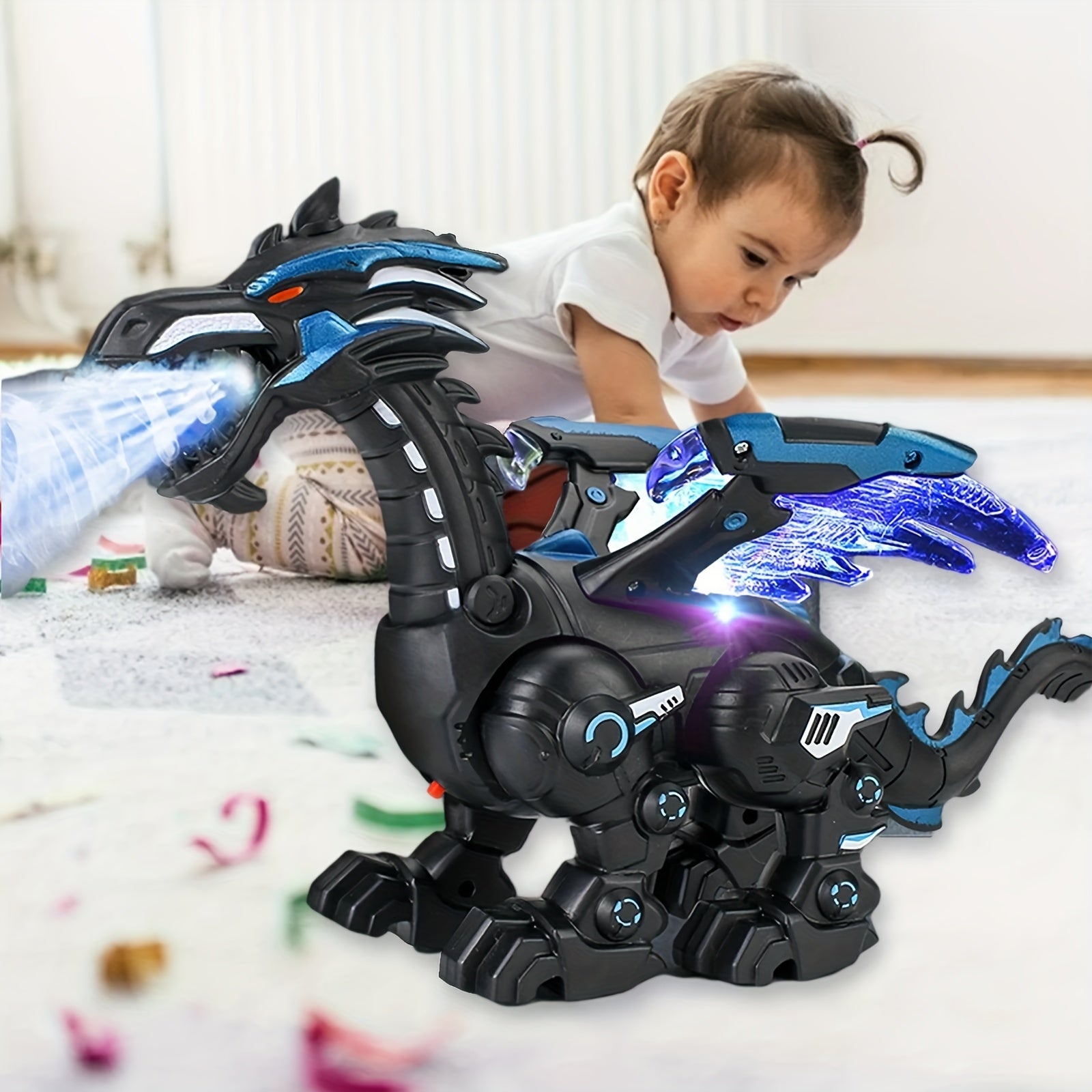 Elektrische Spray Mechanische Dinosaurus 'S Mechanische Oorlogsdraken die Vuur Kunnen Spuwen Dinosaurus Speelgoed Simulatiemodel, Perfect voor Halloween, Kerst en Verjaardag Cadeaus