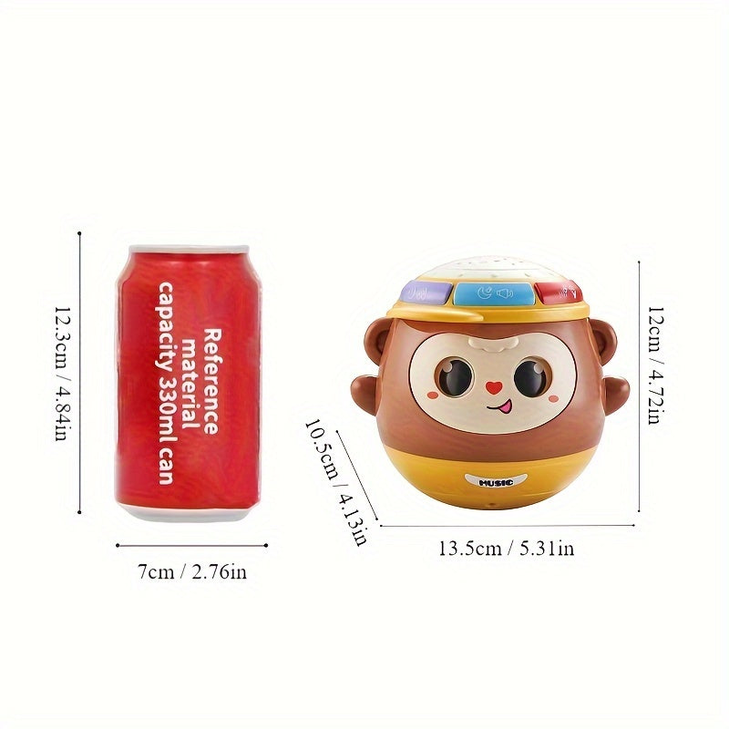 1 Stuks Aap Handtrommel Speelgoed die Kan Knipperen | Multifunctionele Ritmeprojectie Trommel met Licht en Muziek