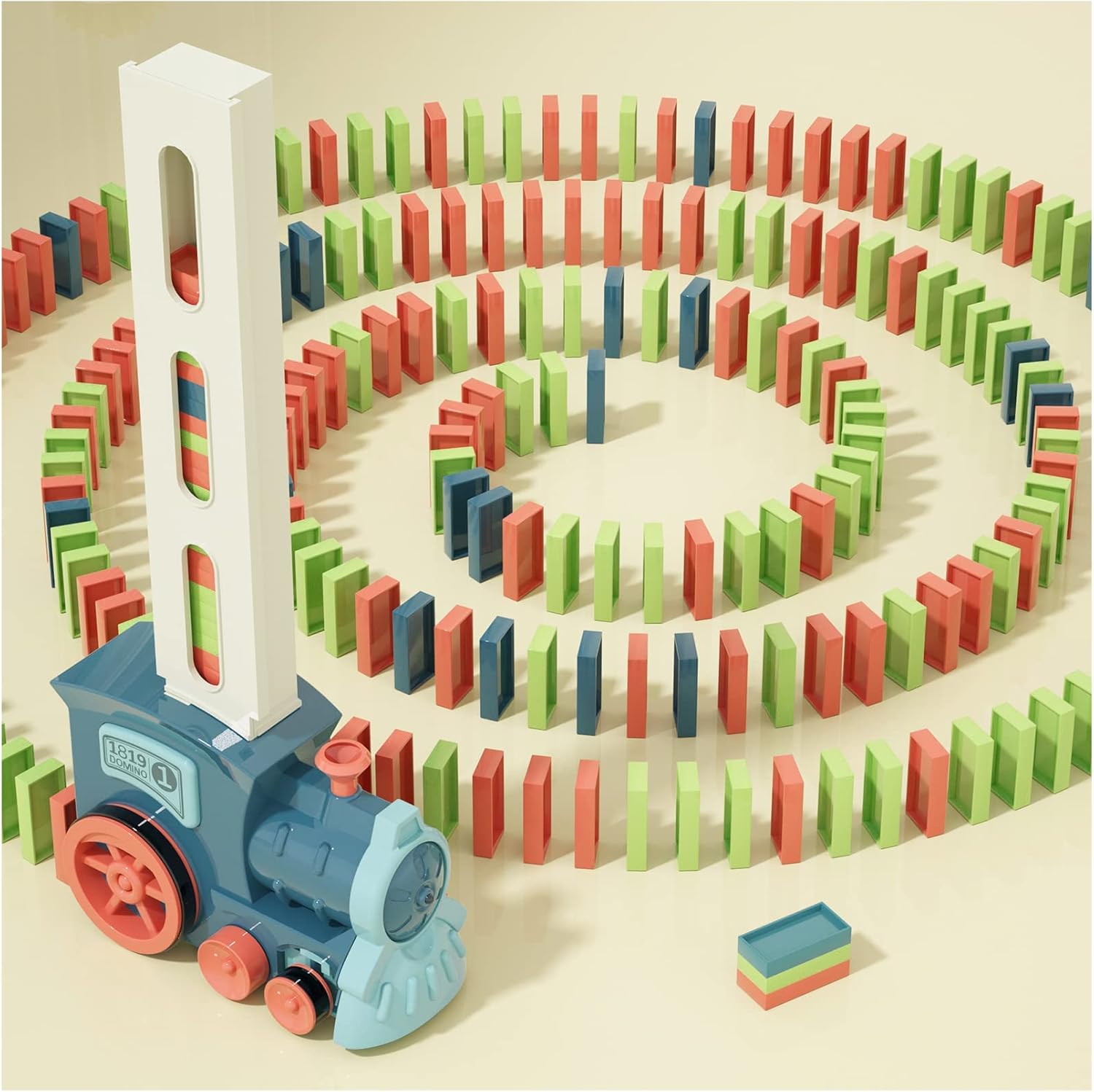 Automatische Domino Trein Speelgoedset voor Kinderen vanaf 3 Jaar - Educatief Speelgoed met Licht en Geluid voor Jongens en Meisjes - 63 Stuks Blokken voor Peuters en Kleuters