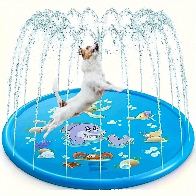 XL Watersproeier Mat 2025 met Zeeleven Thema – 170 cm Opvouwbaar Opblaasbaar Waterkussen voor Kinderen & Huisdieren | Zomerplezier met Schildpadden, Vissen & Zeepaardjes