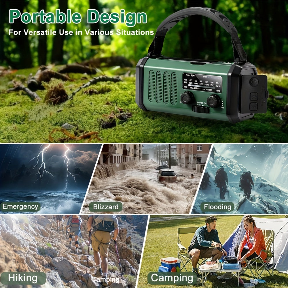 10000mAh Noodradio – Zonne-energie, Hand Crank, AM/FM, SOS Alarm & Telefoonoplader