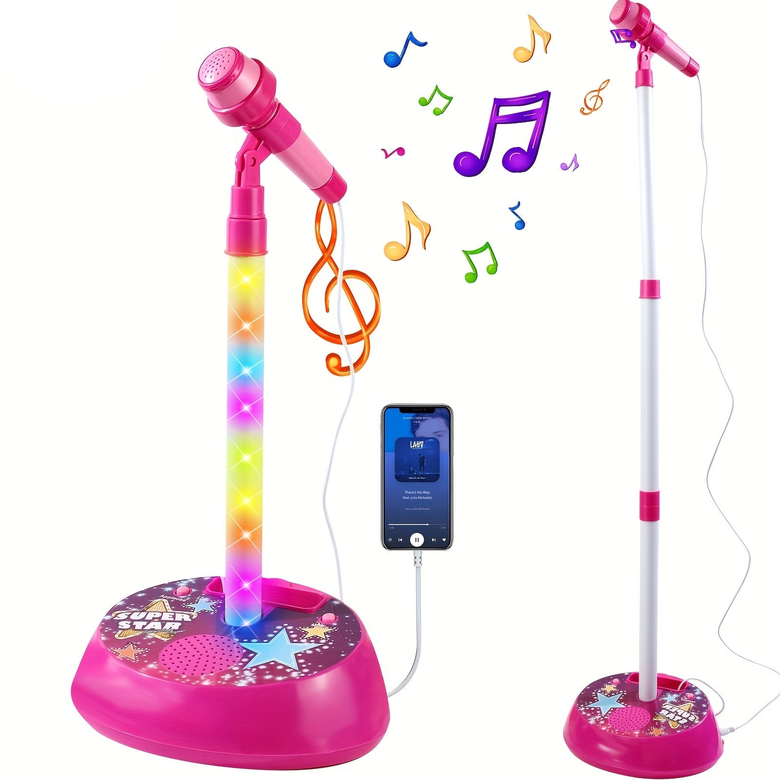 Karaoke Speelgoedset met Microfoon & Lichtshow – Verstelbare Standaard voor Kinderen 3+ Jaar