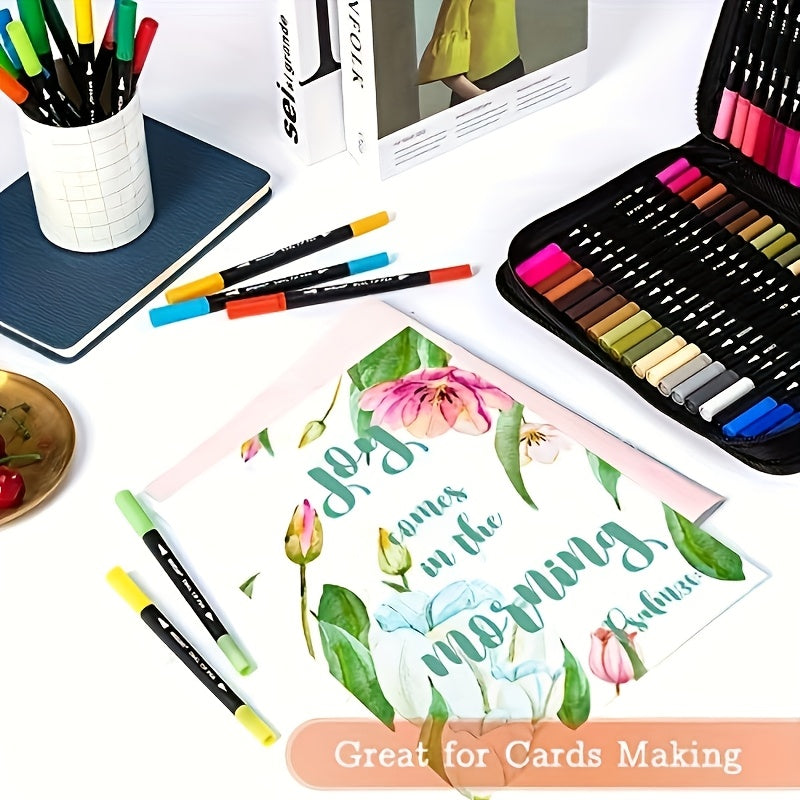 Dual Brush Art Markers Set 60-delig | Professionele Dubbele Tekenstiften voor Volwassenen – Kleuren, Bullet Journaling & Schetsen