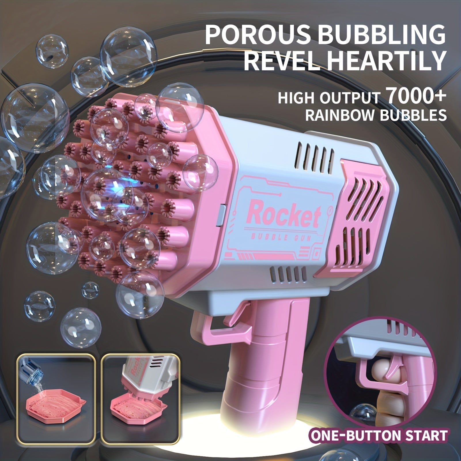 Pistool met 40 Bubbels | Elektrisch Draagbaar Automatisch Bubbelpistool met LED voor Stressverlichting voor Jongens en Meisjes