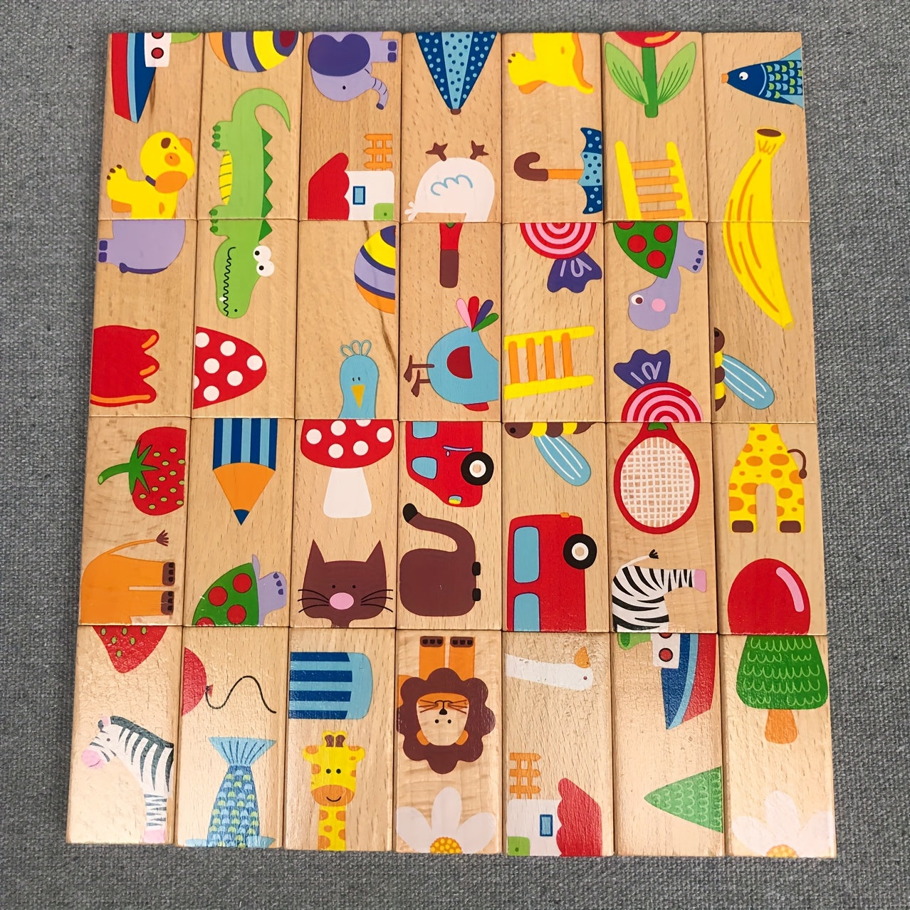 28-delige Dieren Domino Set | Houten Educatief Spel voor Kinderen, Feestdagencadeau