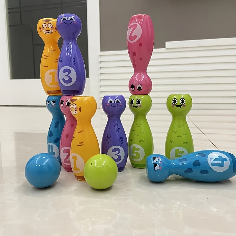Kinderset Bowling met Leuke Cartoonuitdrukkingen | Duurzaam, Kleurbestendig & Vlekvrij, Perfect Cadeau voor Kinderen en Peuters