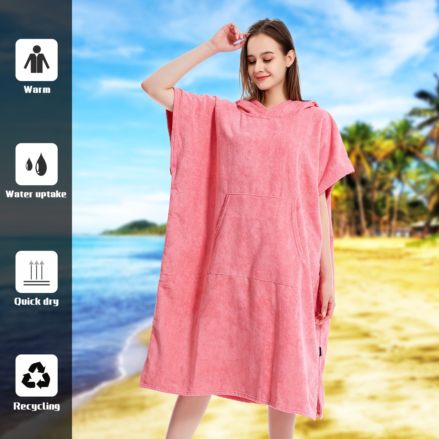 Microfiber Zwem Poncho Towel Robe met Kap | Sneldrogend, Super Absorberend, Warm en Lichtgewicht