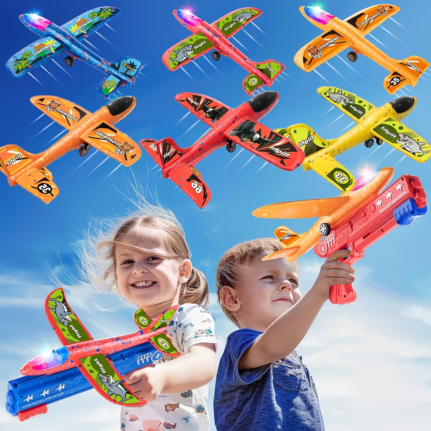 3/6 Stuks Vliegtuig Lanceerspeelgoed met Stickers – Interactief Vliegplezier voor Buiten, Cadeau voor Kinderen 3-12 Jaar
