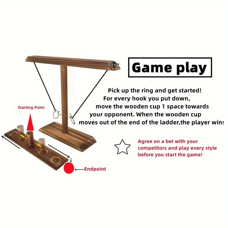 Houten Ringwerpspel - Perfect voor Feestjes en Familie bijeenkomsten, Gemakkelijk te Monteren - Ideaal Vakantiecadeau