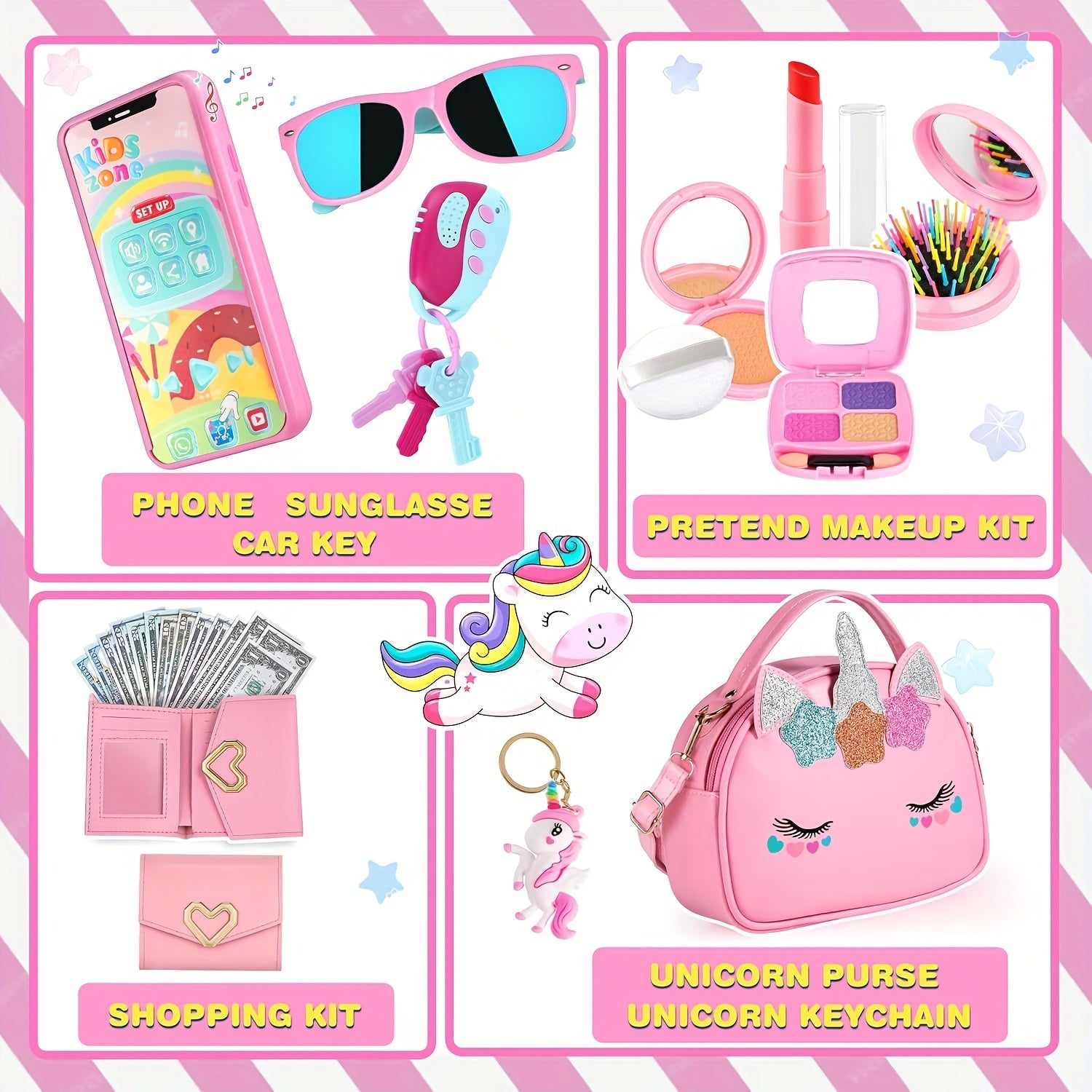 Make-up Set voor Kinderen - Afwasbare Make-up met Eenhoorn Tas - Voor Meisjes van 3 tot 12 Jaar - Ideaal voor Rollenspel & Verjaardags- of Kerstcadeaus