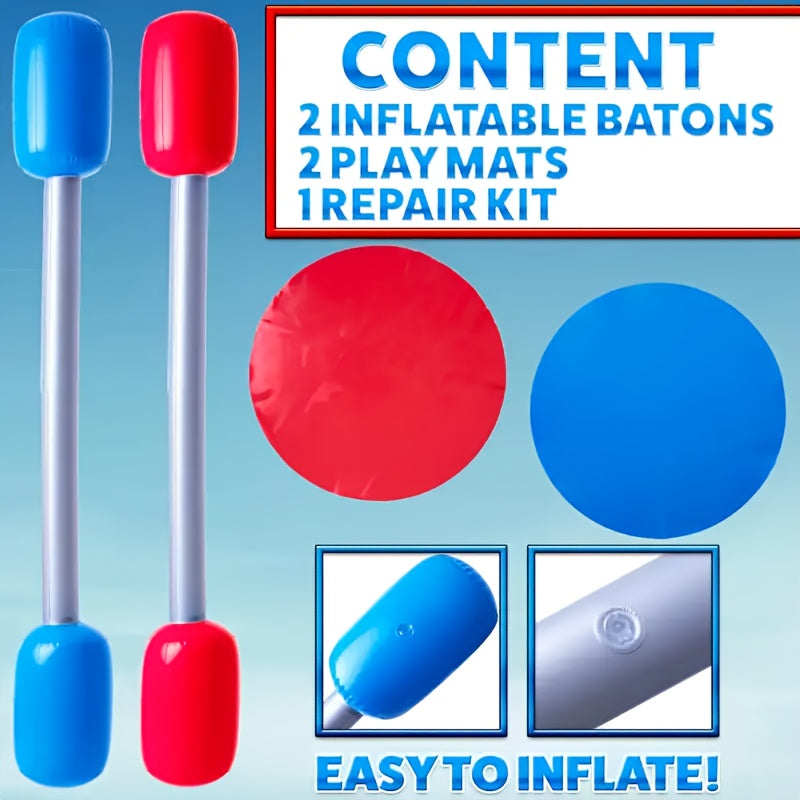 Opblaasbare Speelset met Evenwichtsstok & Mat – Leuk voor Tuin, Strand of Teamspellen, Familiecadeau