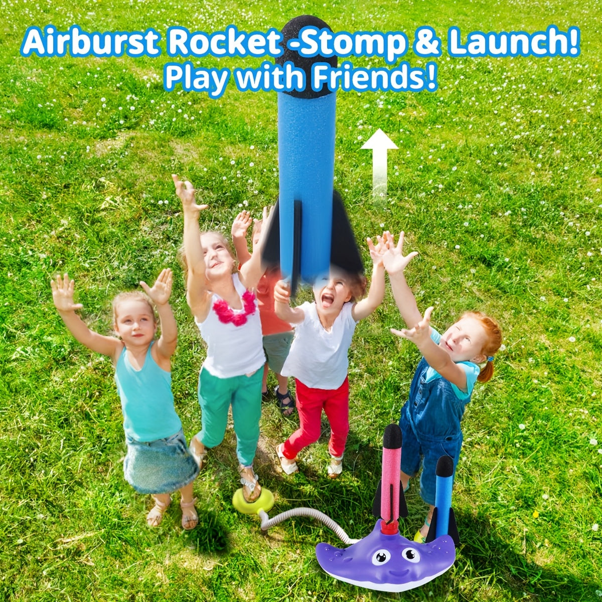 4-in-1 Watersproeier Basebal & Raketlanceerder voor Kinderen – Zomers Buitenspeelgoed met 3 Jets, 360° Draaibare Sproeier & 3 Raketjes – Voor Tuin en Zwembadfeestjes