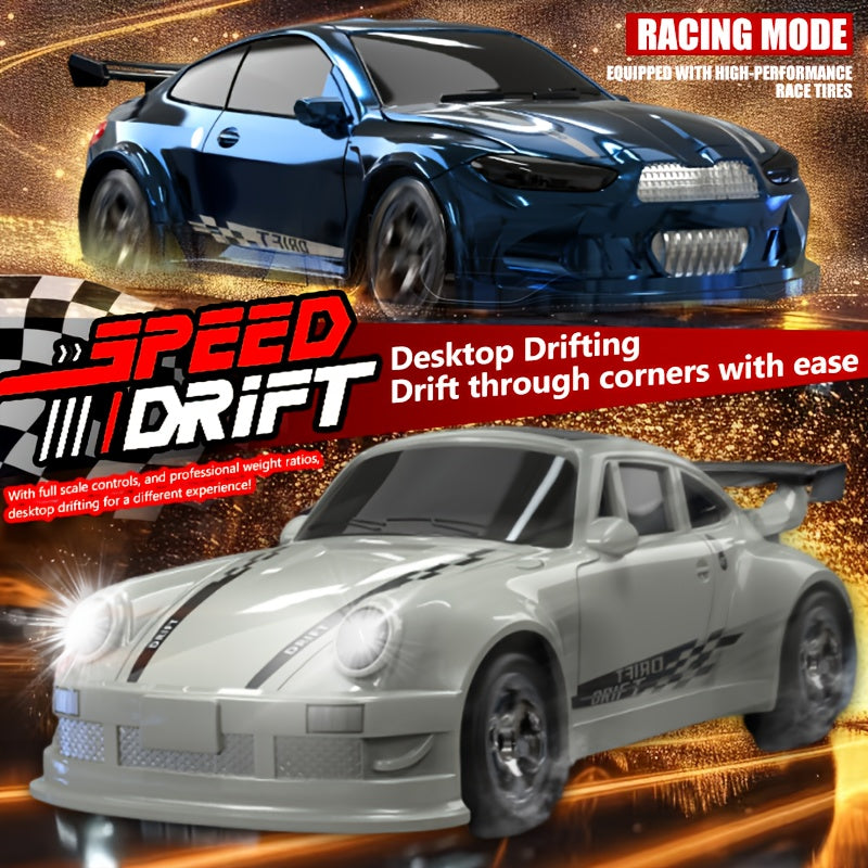 1/64 RC Drift Auto | 2.4GHz Afstandsbediening, LED, USB-C Snelladen, Raceauto