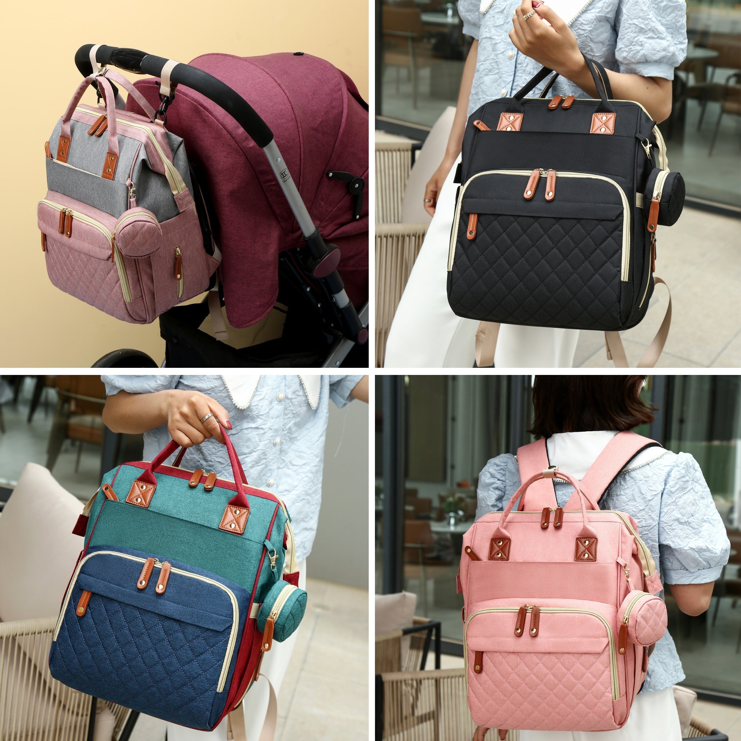 Grote Multifunctionele Waterdichte Luiertas | Trendy Tas met Verschoonstation, Reistas Rugzak