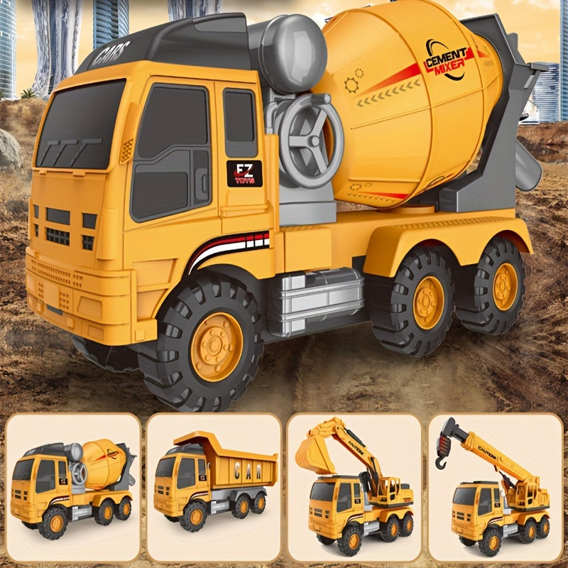 Bouwvoertuigen Set | Grote graafmachine, cementwagen en kraan – educatief constructiespel