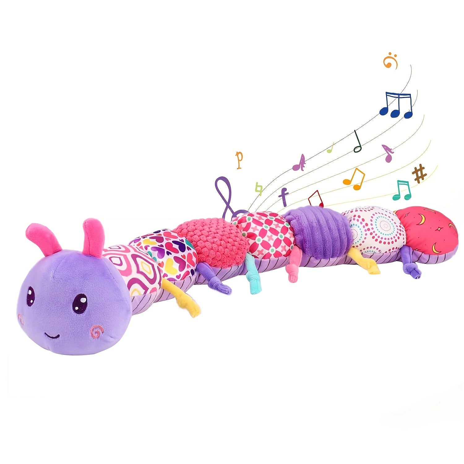 Muzikale Rups Knuffel | Baby Speelgoed met Rammelaar & Krasgeluid | Zintuiglijk Speelgoed voor 0+ Maanden