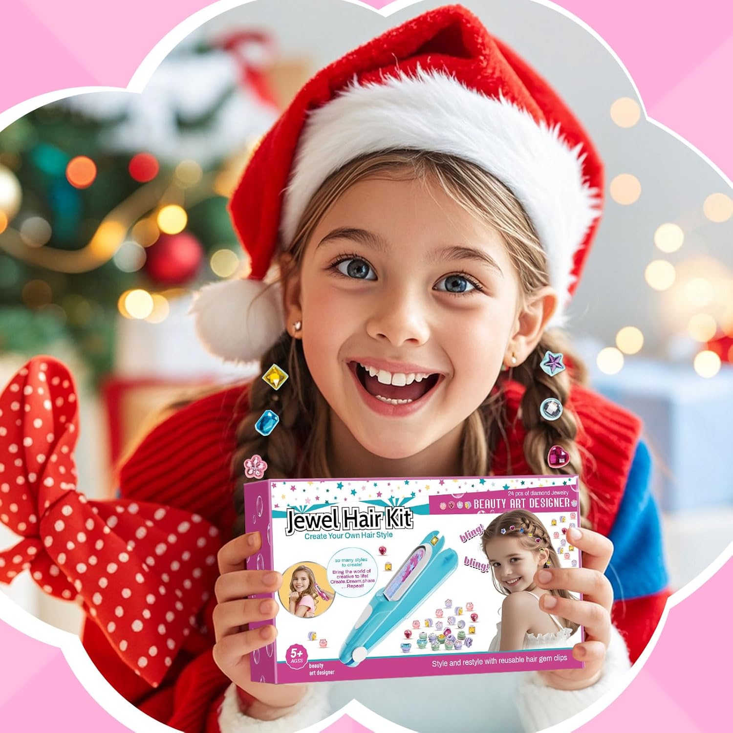 Haarjuwelen stempelkit | Stylingtool met herbruikbare diamanten voor meisjes