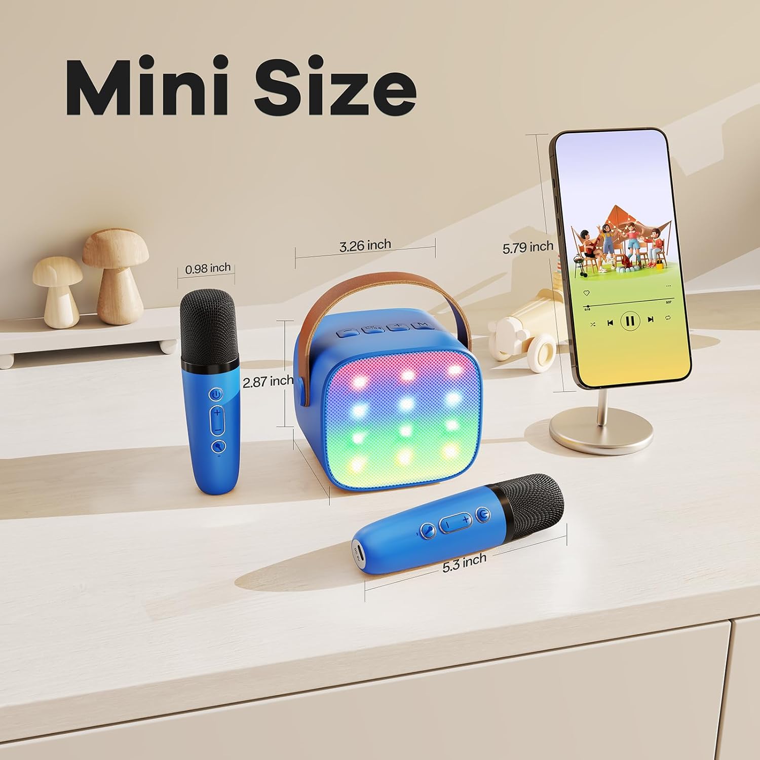 Mini karaoke machine | Bluetooth speaker met 2 draadloze microfoons