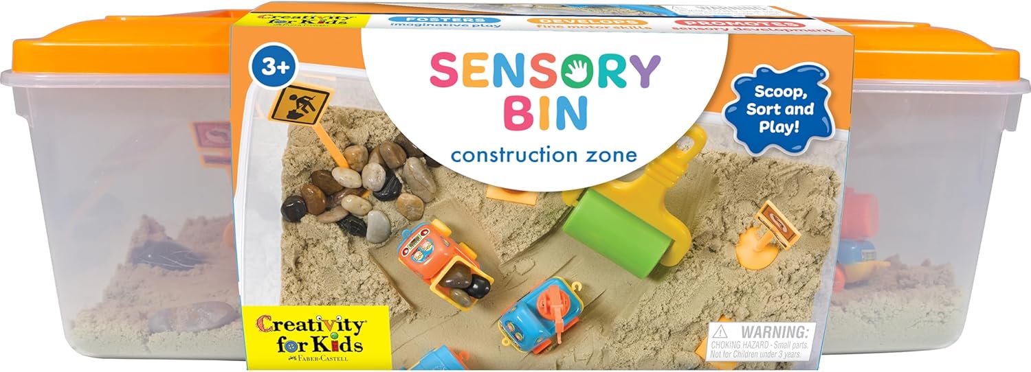 Sensory Bin Construction Zone Speelset | Graafmachine Speelgoed voor 3-5 Jaar Oud | Educatief Buitenspeelgoed en Activiteiten voor Kinderen