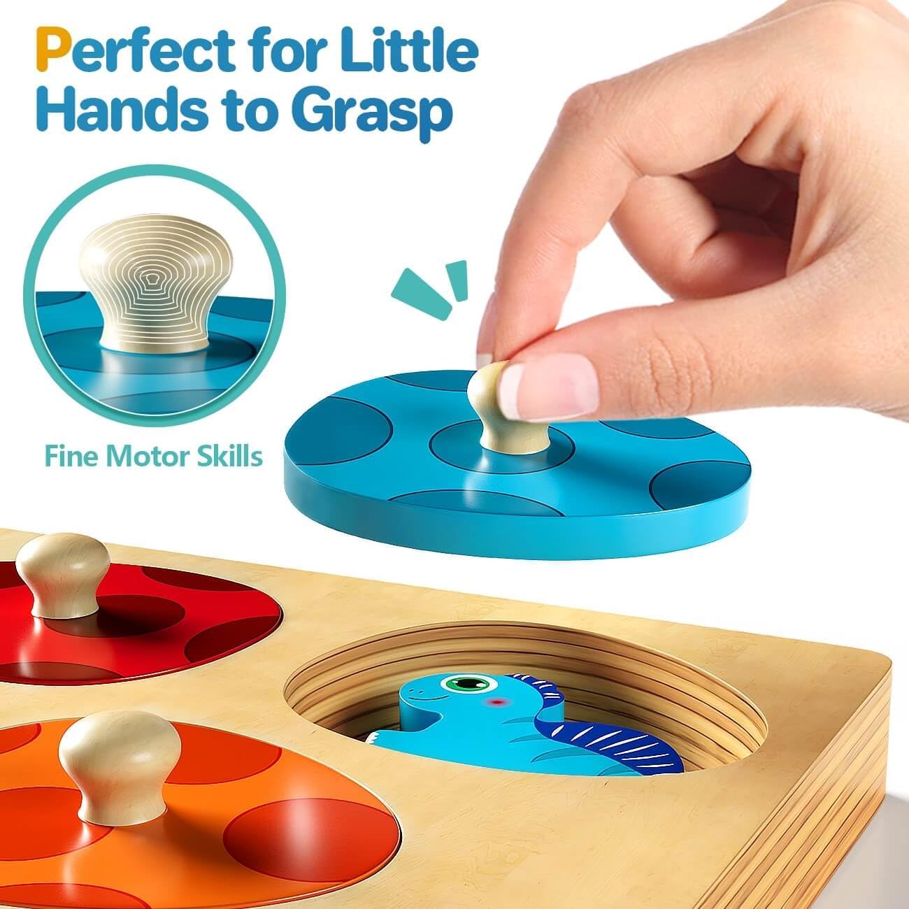 Dino Match Eieren Puzzel | Montessori Houten Puzzels voor Peuters van 1-3 Jaar