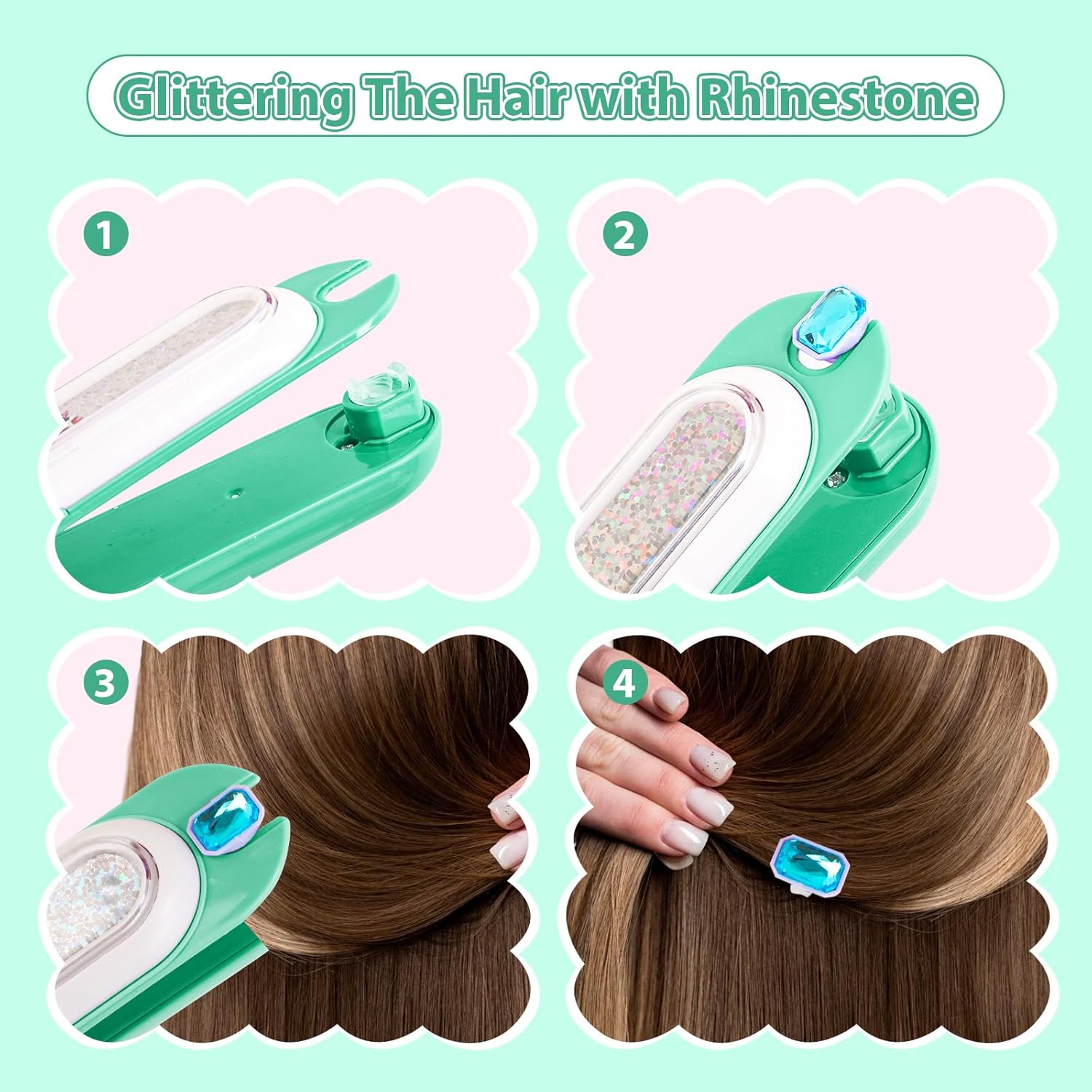 Haarjuwelen stempelkit | Stylingtool met herbruikbare diamanten voor meisjes