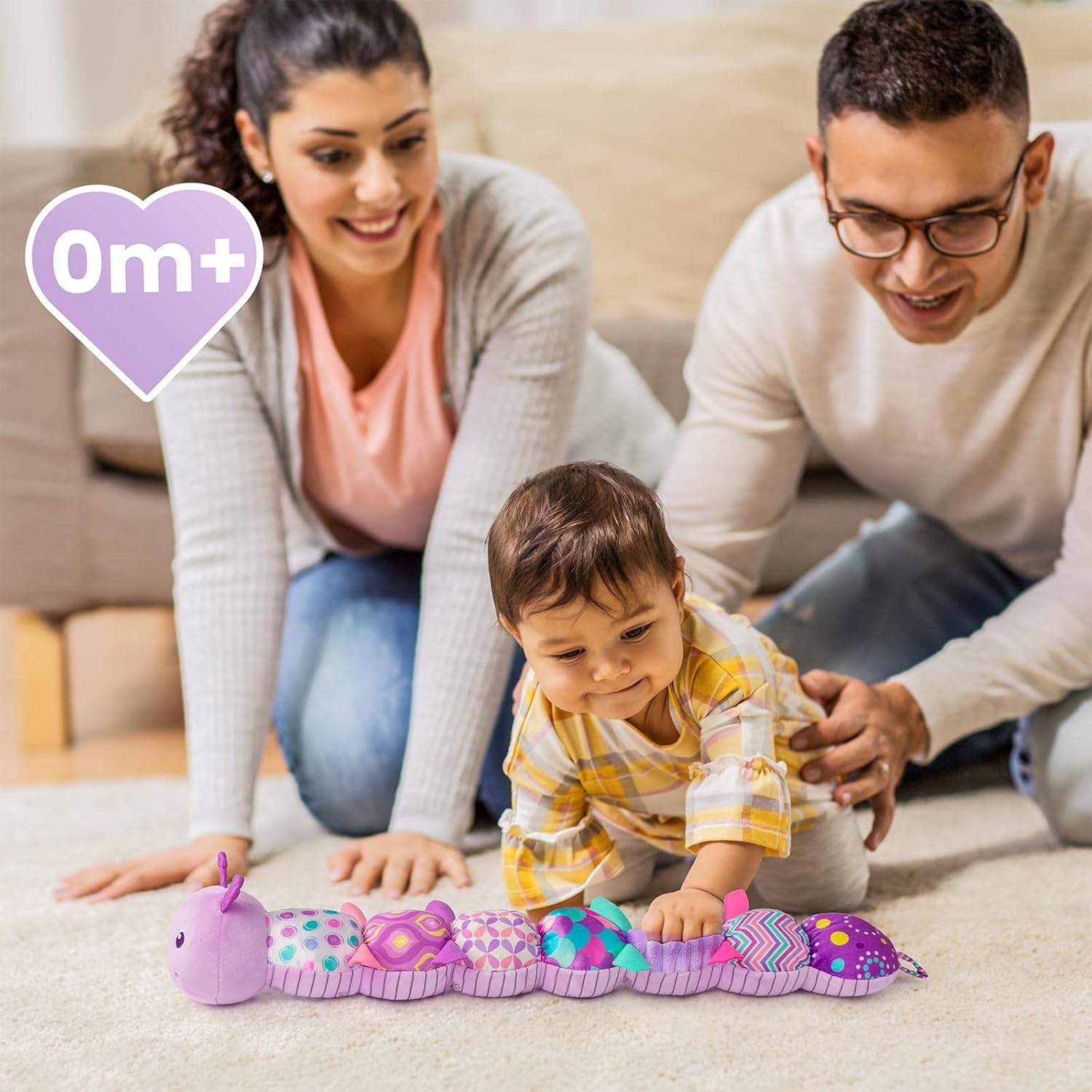 Pluche Musicale Rups voor Baby's | Multi-Sensorisch Activiteit Speelgoed met Kraakgeluiden, Rammelaar en Texturen - Speelmat voor 0-3-6-12 Maanden