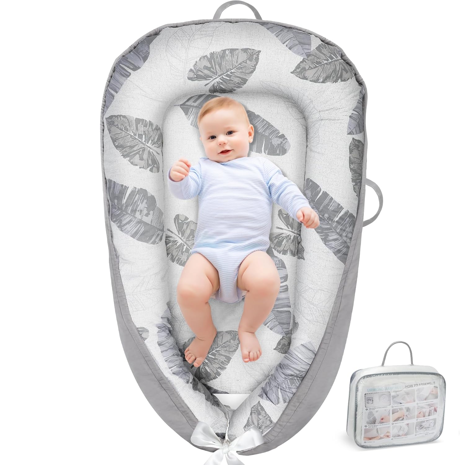 Draagbare Baby Ligstoel Baby Vloer Stoel | Ademend & Zachte Baby Nest Overtrek 0-24 Maanden