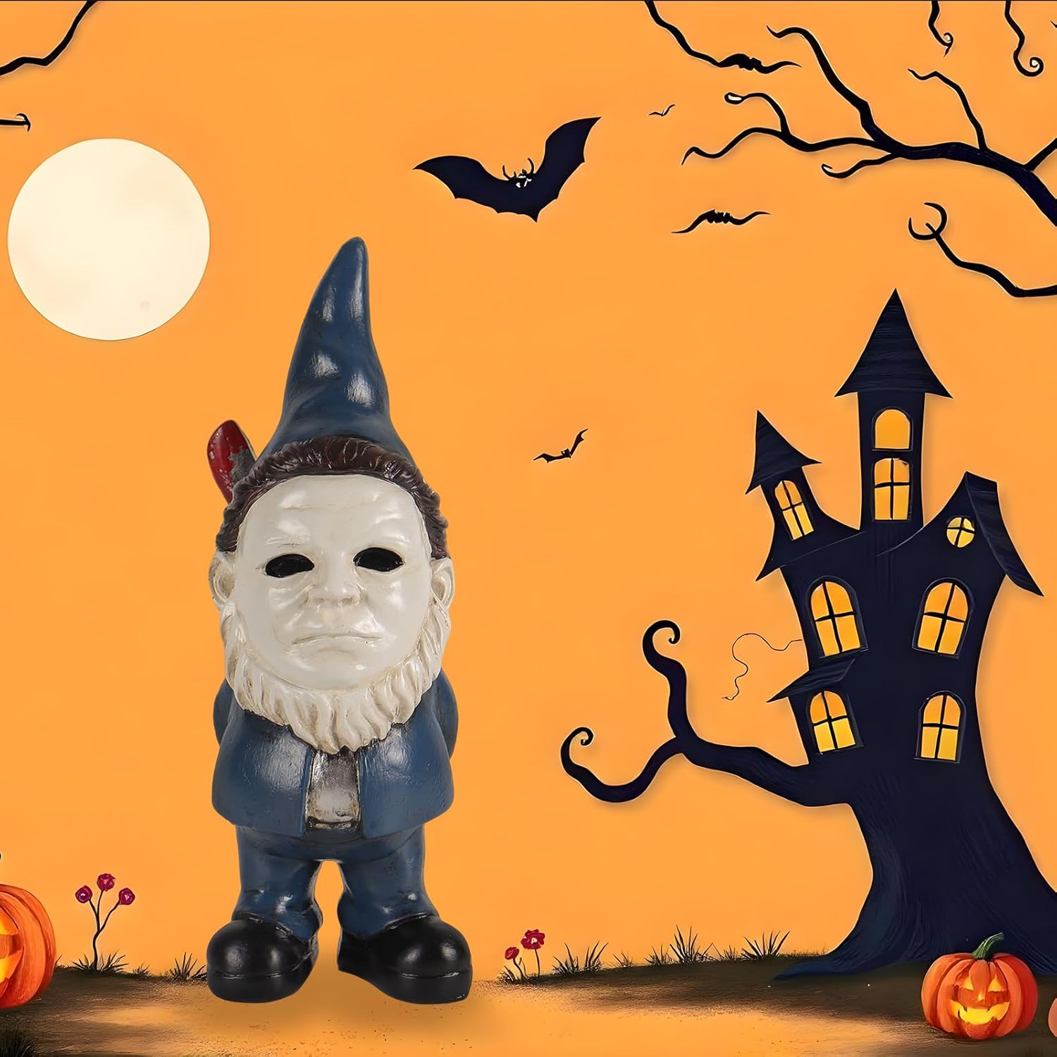 Horror tuinbeeld kabouter | Halloween decoratie binnen & buiten