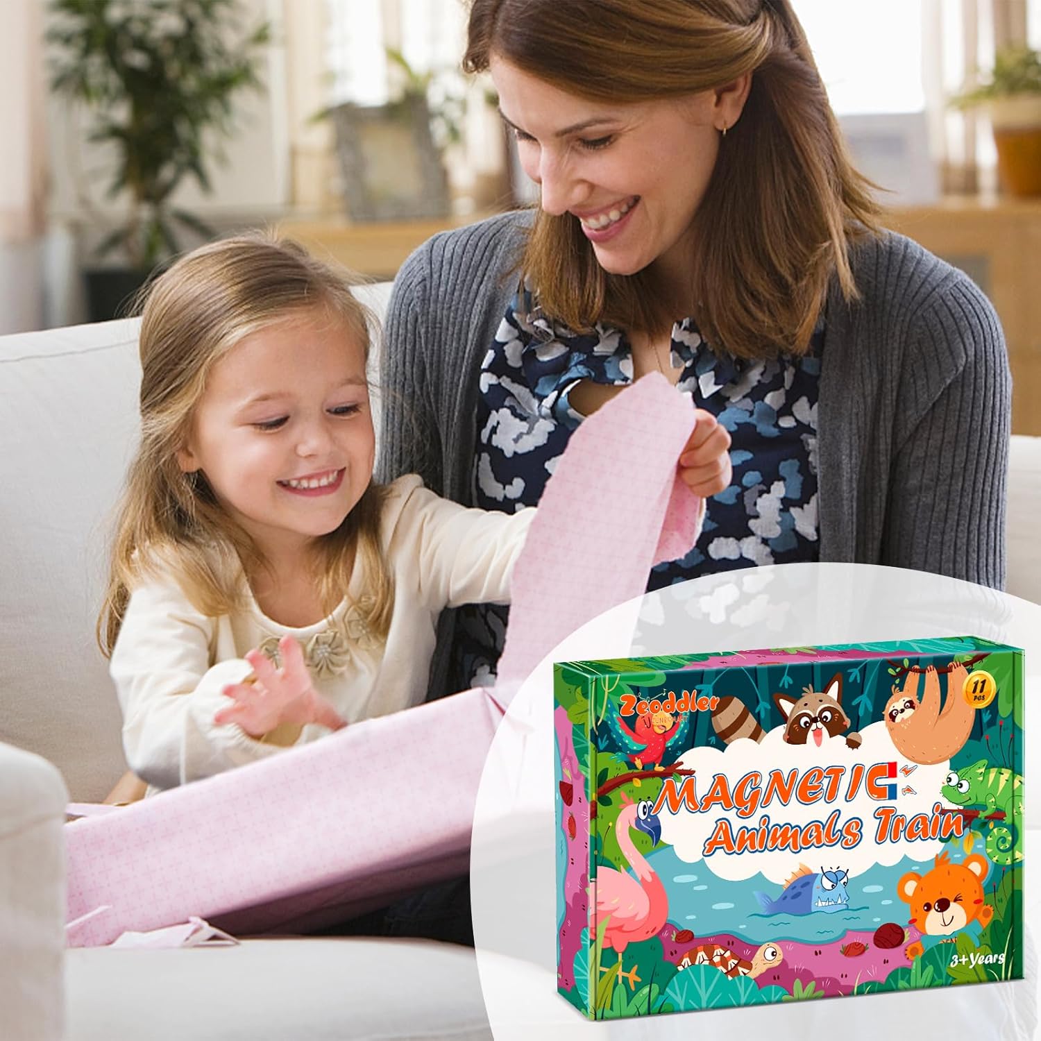 11 Magnetische Houten Dieren Trein Set | Montessori Speelgoed voor Peuters Kleuter Leeractiviteiten voor Kinderen
